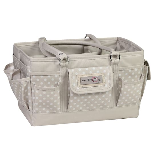 Everything Mary Tan Dot Deluxe Store &#x26; Tote Craft Organizer